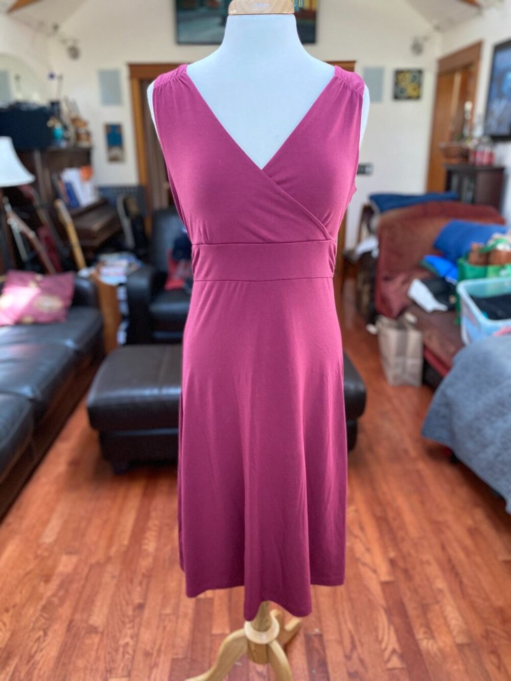 Eddie Bauer purple knit crossover dress, size M